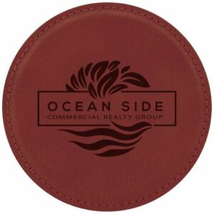Leatherette Round Coaster -Rose'
