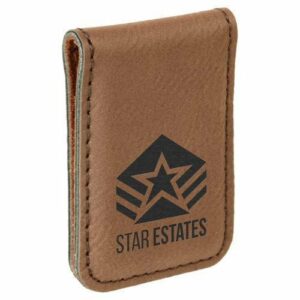Leatherette Money Clip -Dark Brown