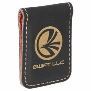 Leatherette Money Clip -Black/Gold