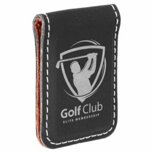 Leatherette Money Clip -Black/Silver