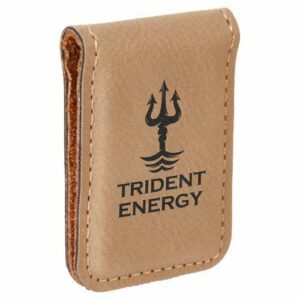 Leatherette Money Clip -Light Brown