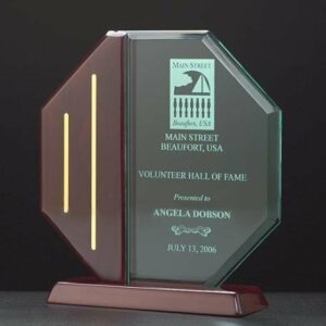 Octagon Acrylic Award on a Piano Finish Base.