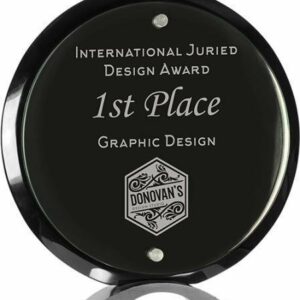 Round Black Piano Finish Glass Standup