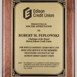 American Genuine Walnut Plaque with Satin Finish