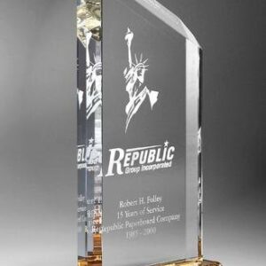 Slanted Clear Acrylic Award with Color Accent