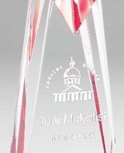 Reflective Star Crystal Tower Red Acrylic Award